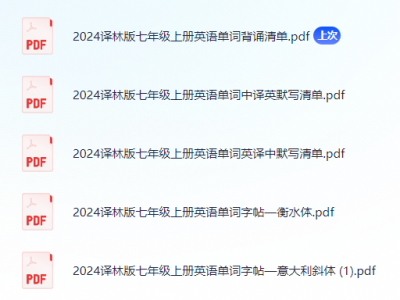 译林《初中英语单词默写表》上册