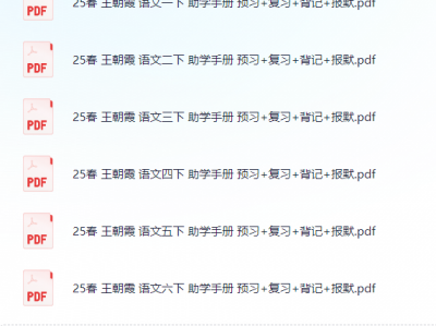 《王朝霞助学手册》25春