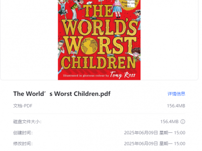 MB2079 全世界最糟糕的小孩英文原版The World's Worst Children1-3册PDF+音频