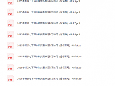 译林《初中英语单词默写表》下册